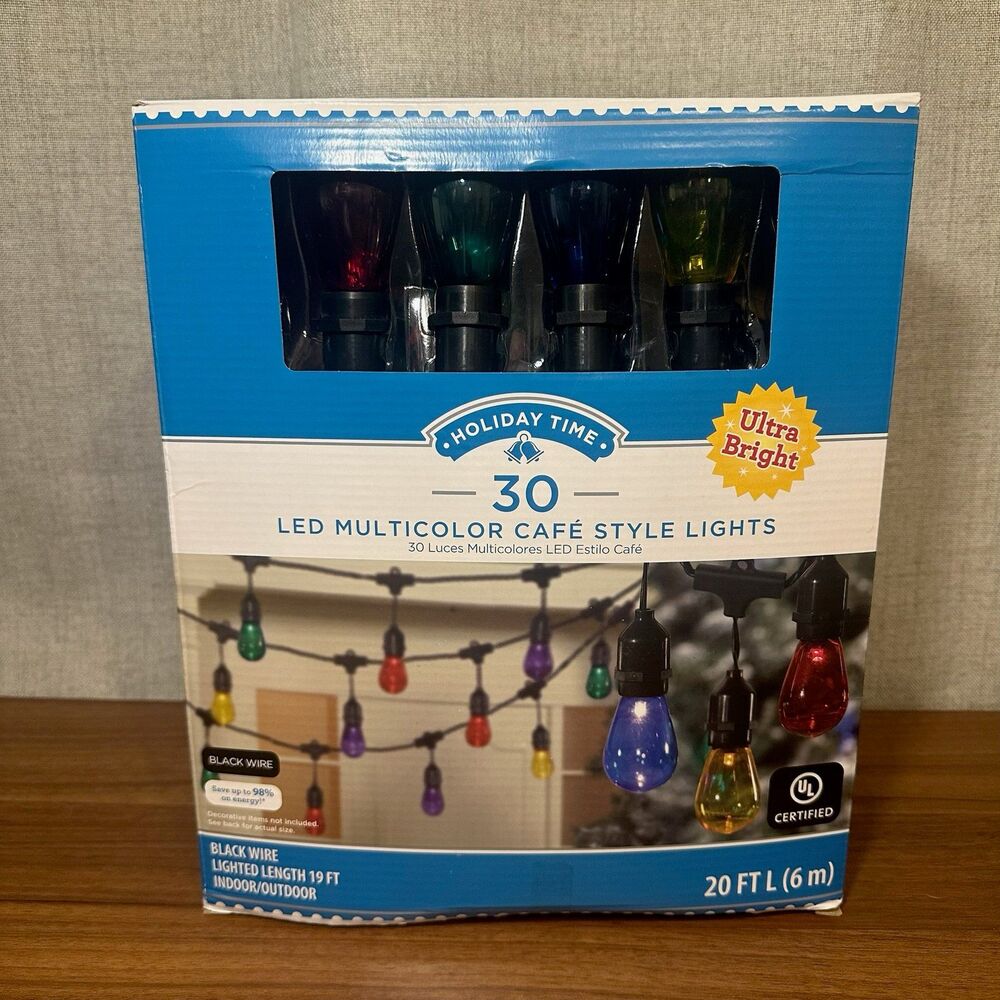 Holiday Time 30 LED Multicolor Cafe Style Christmas Lights